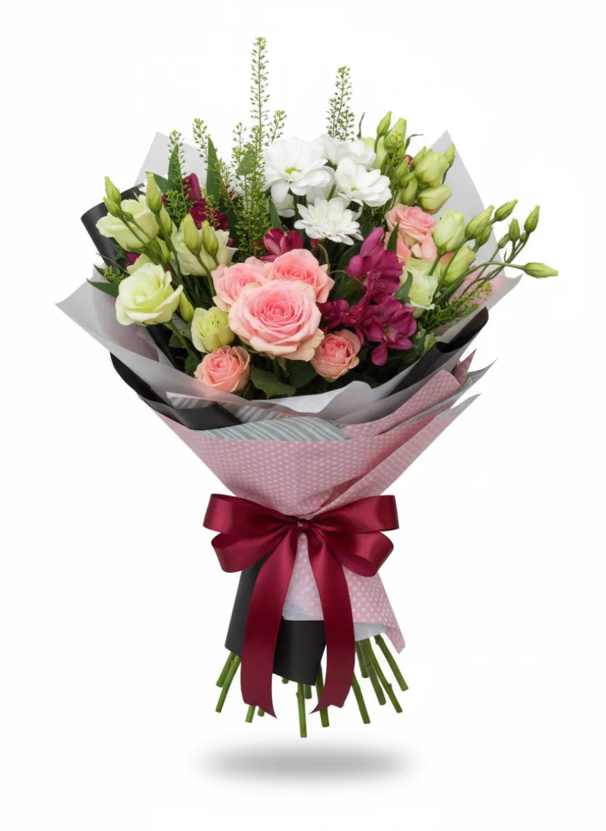 Buchet Mix Pastel Roz și Alb