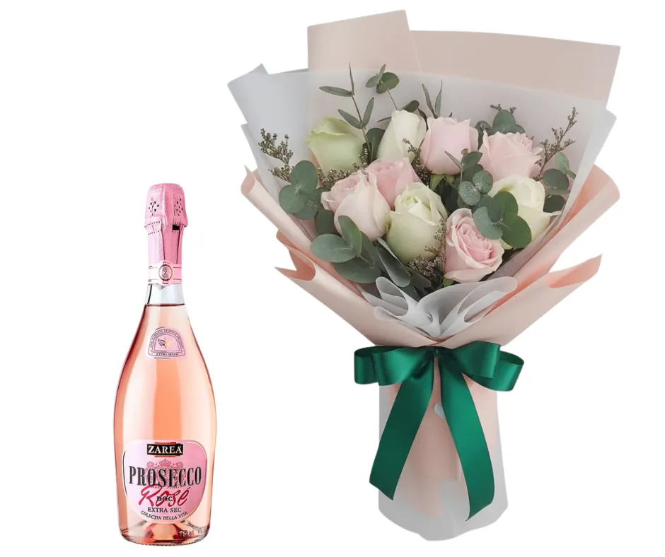 Surpriză roz Trandafiri și prosecco