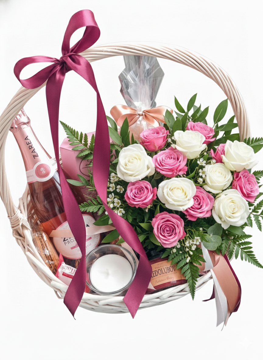 Coș cadou romantic